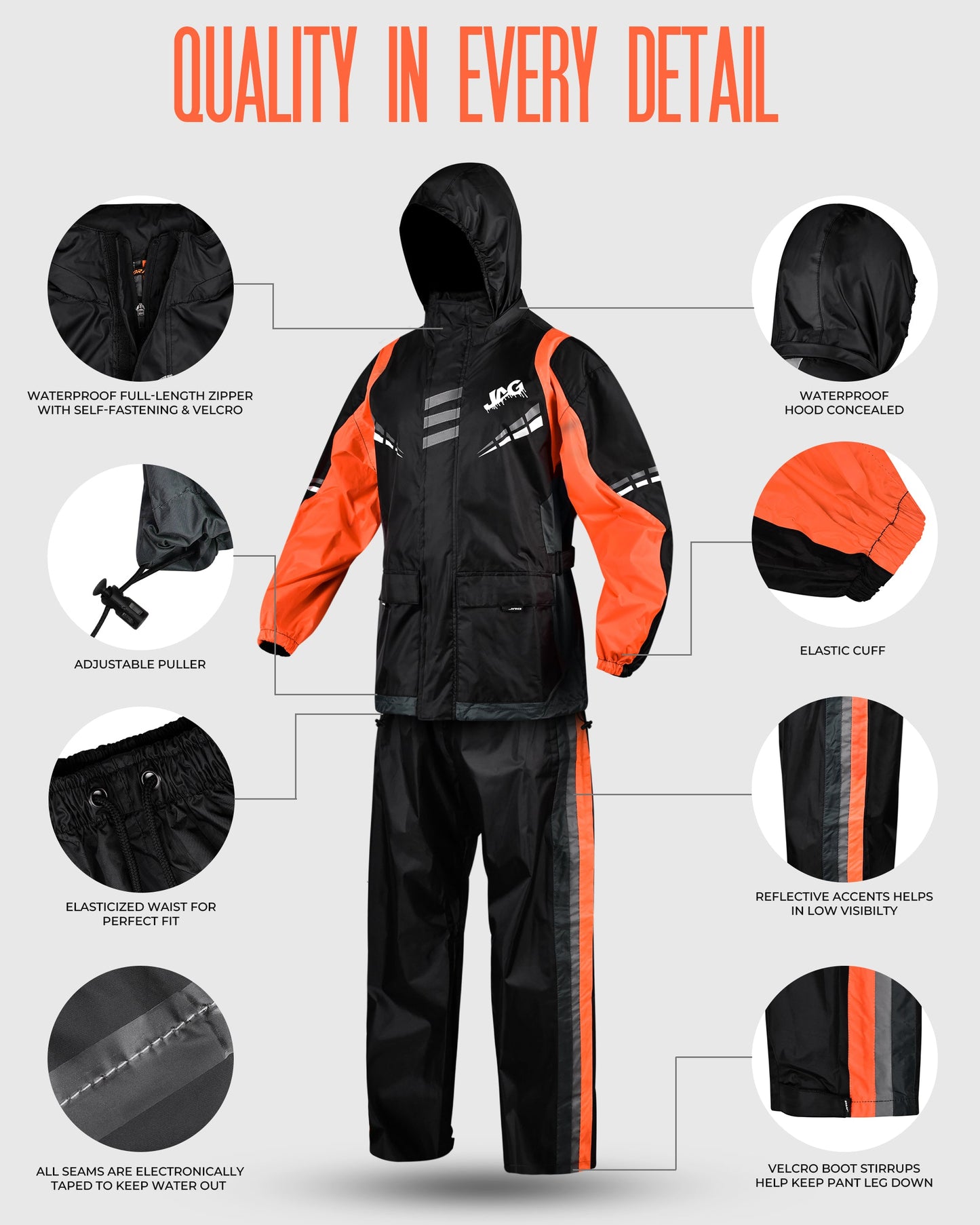 Traje de lluvia JAG Rainmaster para hombres y mujeres | Equipo impermeable para la lluvia