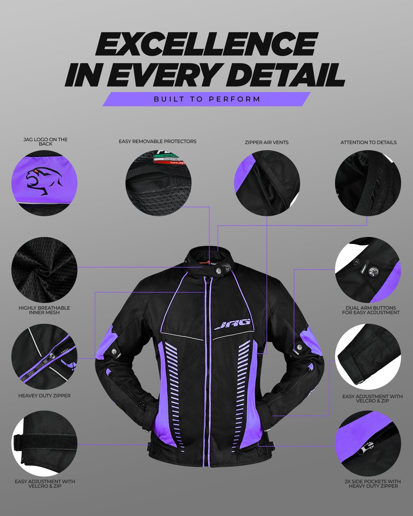 Chaqueta de Motociclista Diana para Mujer (Púrpura)