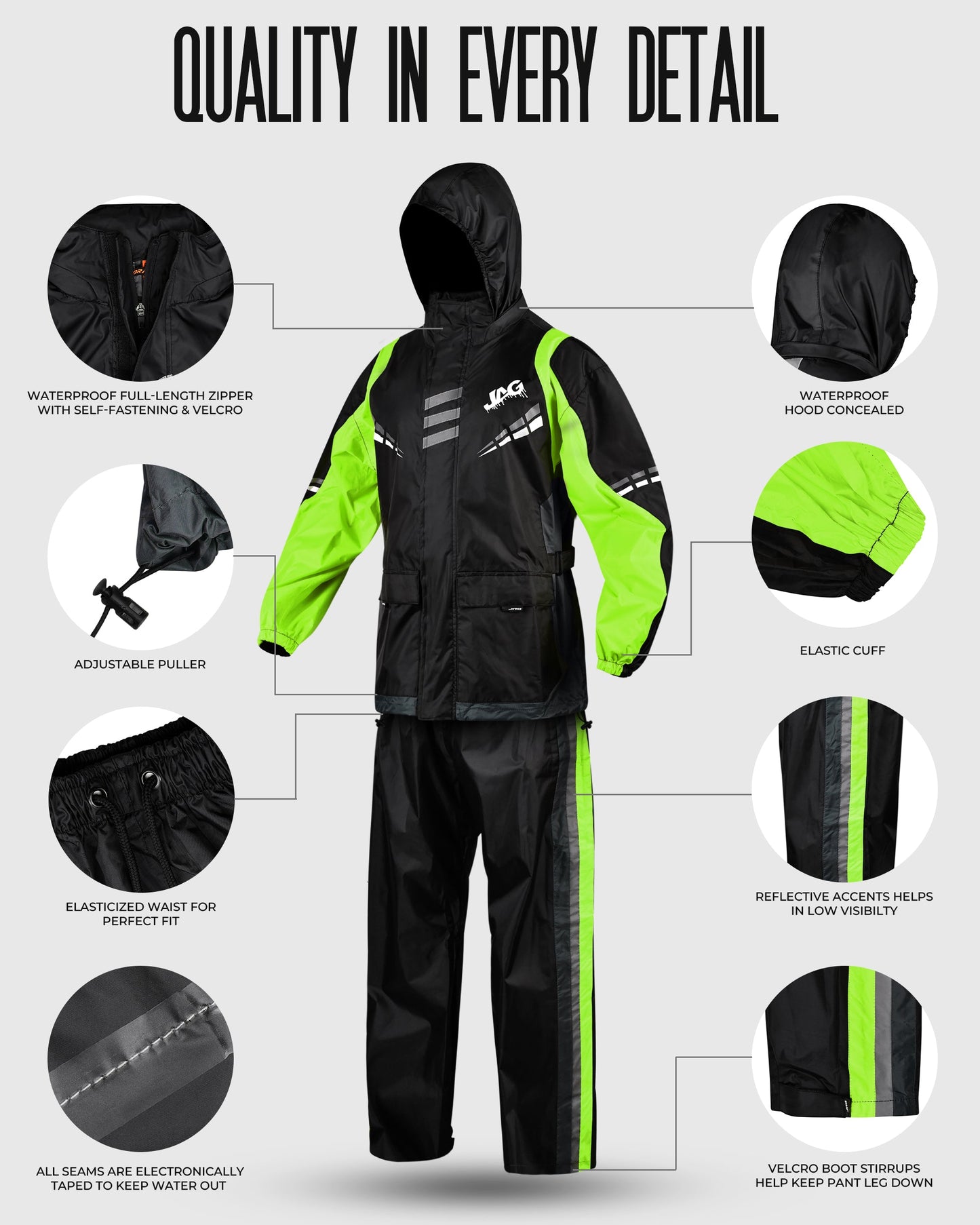 Traje de lluvia JAG Rainmaster para hombres y mujeres | Equipo impermeable para la lluvia