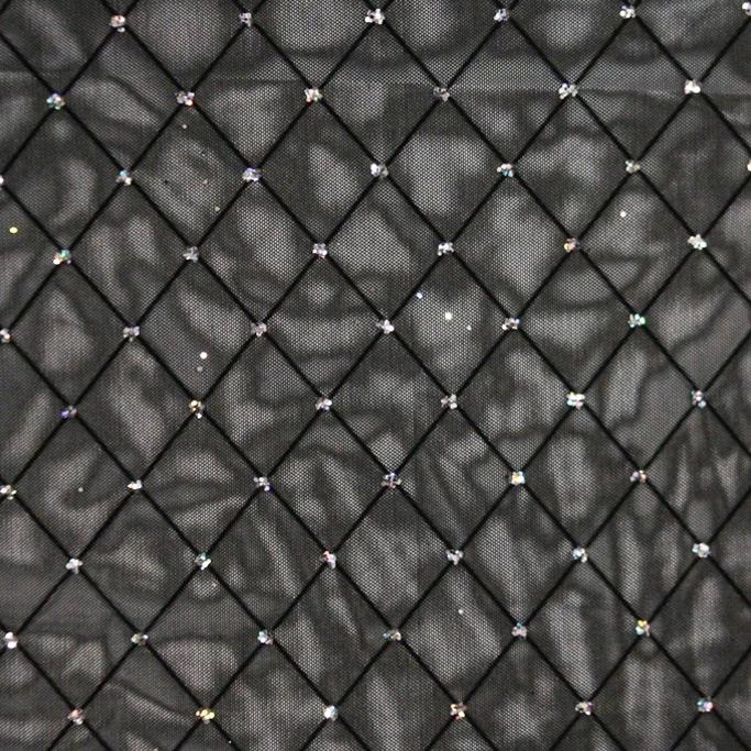 Diamonds Flocked Stretch Mesh Fabric | Blue Moon Fabrics