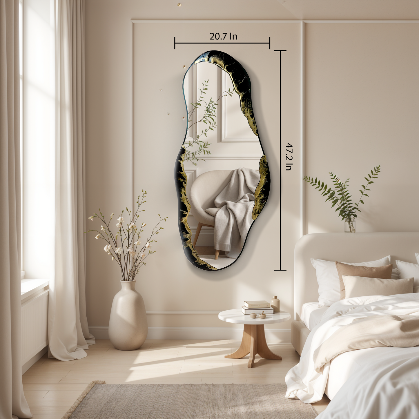 Hand Sculptured Organic Wall Mirror - Tatiana Glen - Veins of the Void - 47H x 21W In