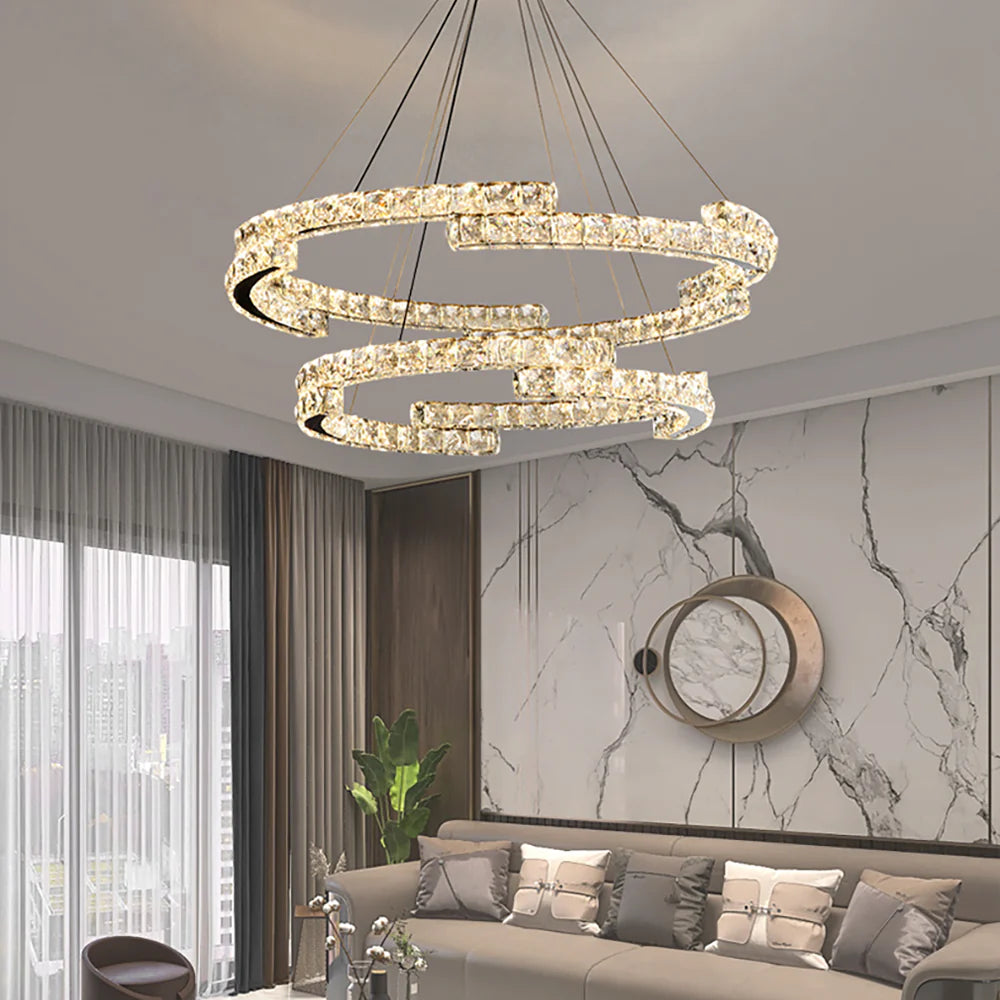 Candelabro de cristal de doble anillo