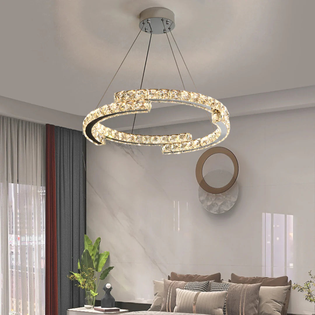 Candelabro de cristal de doble anillo