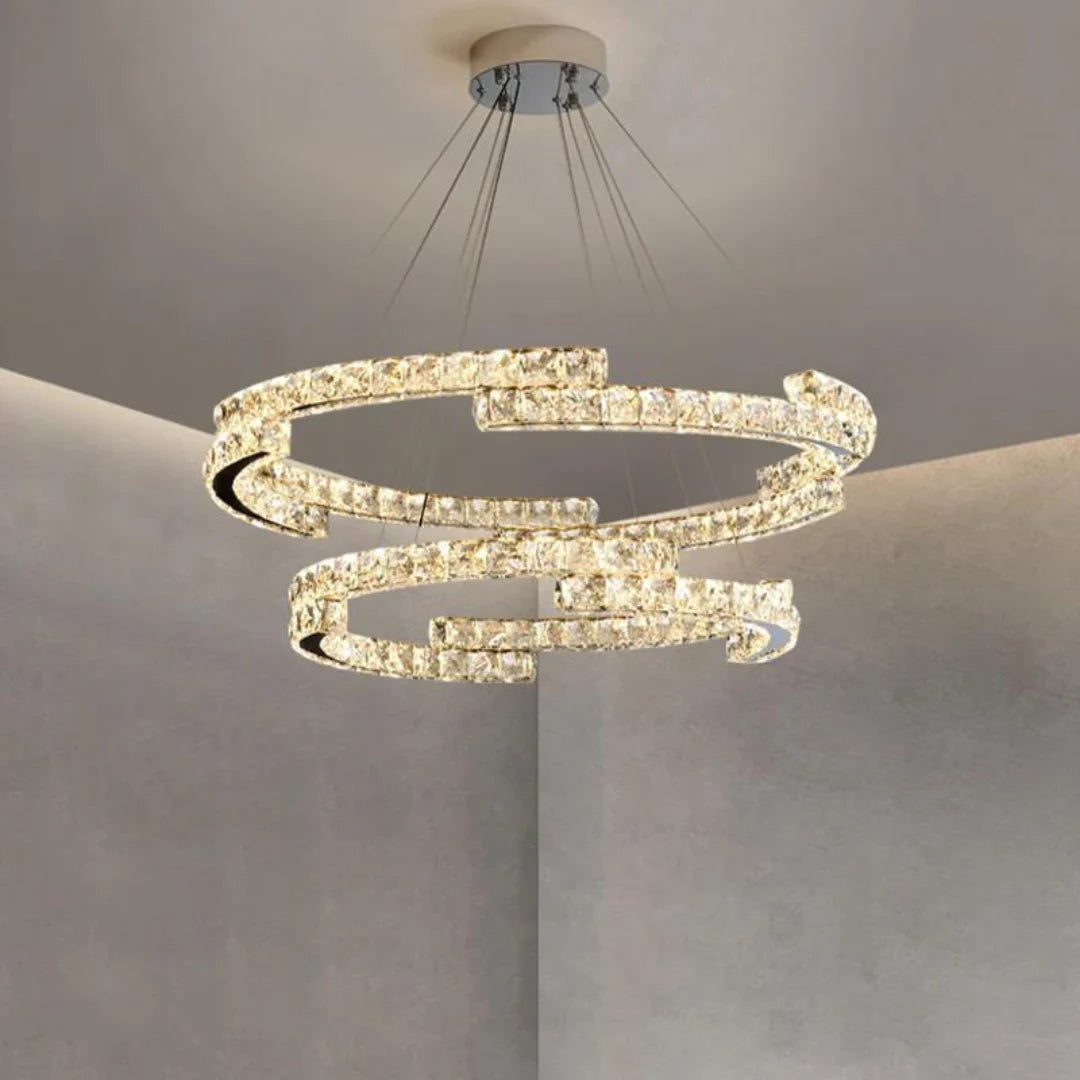 Candelabro de cristal de doble anillo