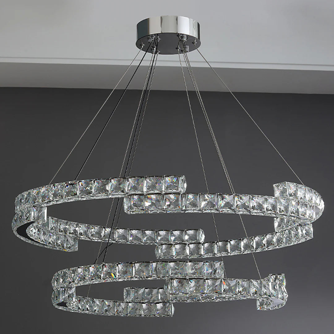 Candelabro de cristal de doble anillo