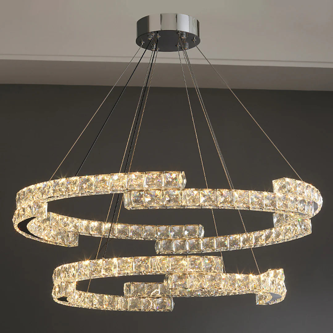 Candelabro de cristal de doble anillo