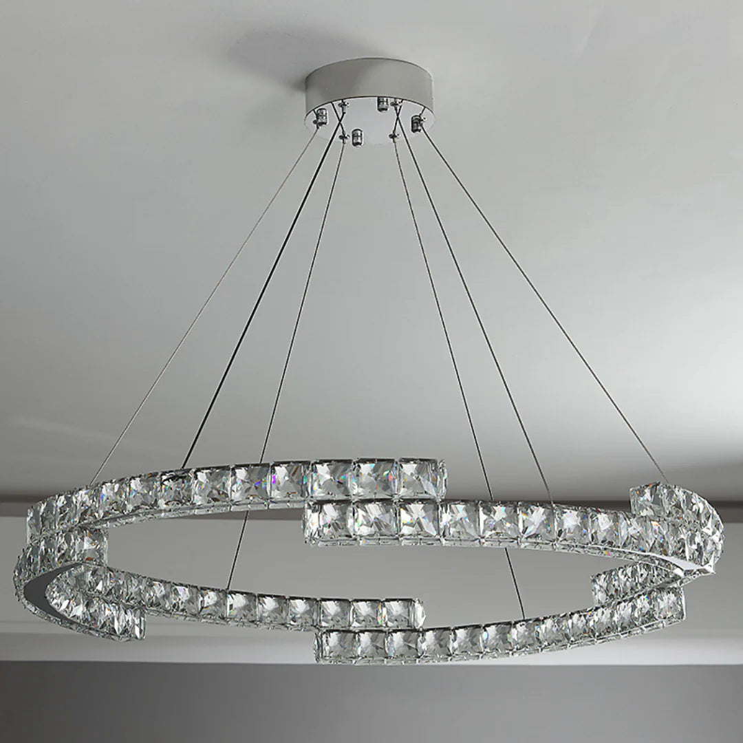 Candelabro de cristal de doble anillo