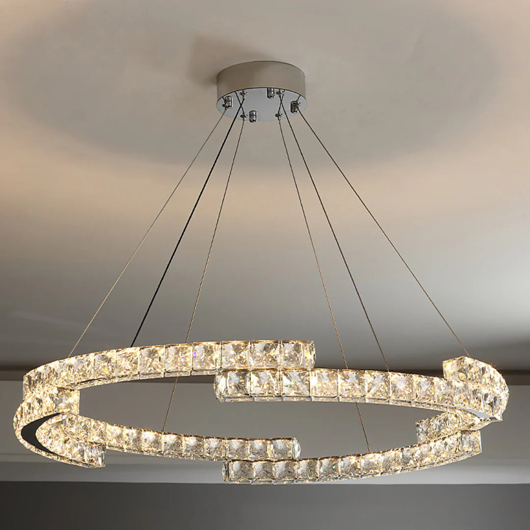 Candelabro de cristal de doble anillo