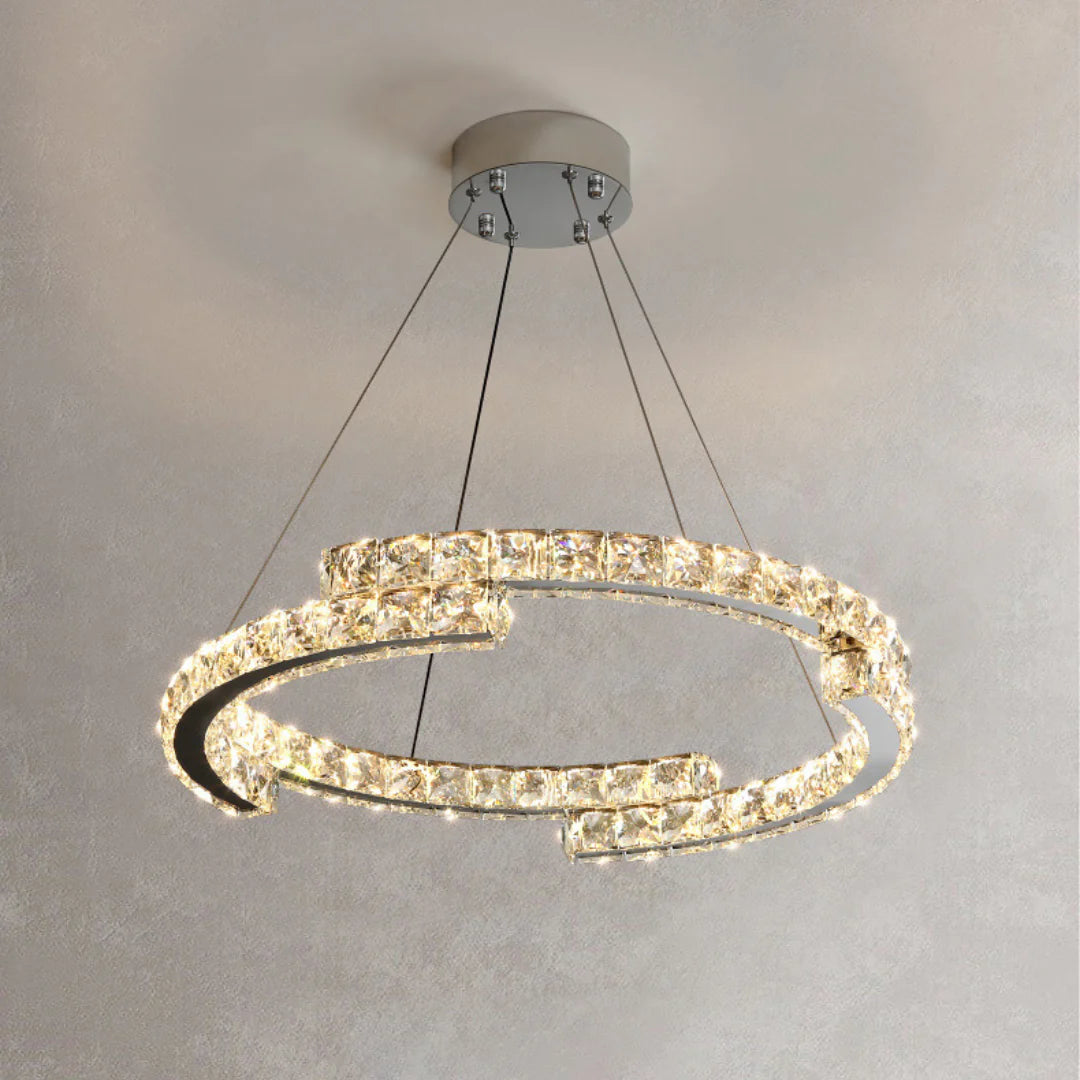 Candelabro de cristal de doble anillo