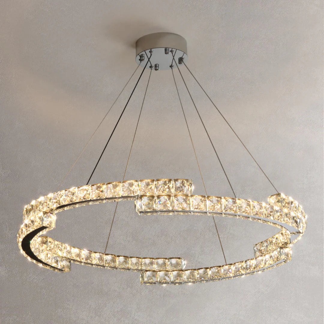 Candelabro de cristal de doble anillo