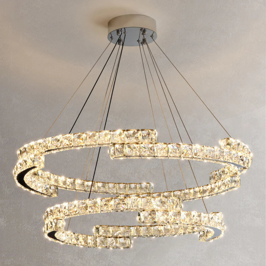 Candelabro de cristal de doble anillo