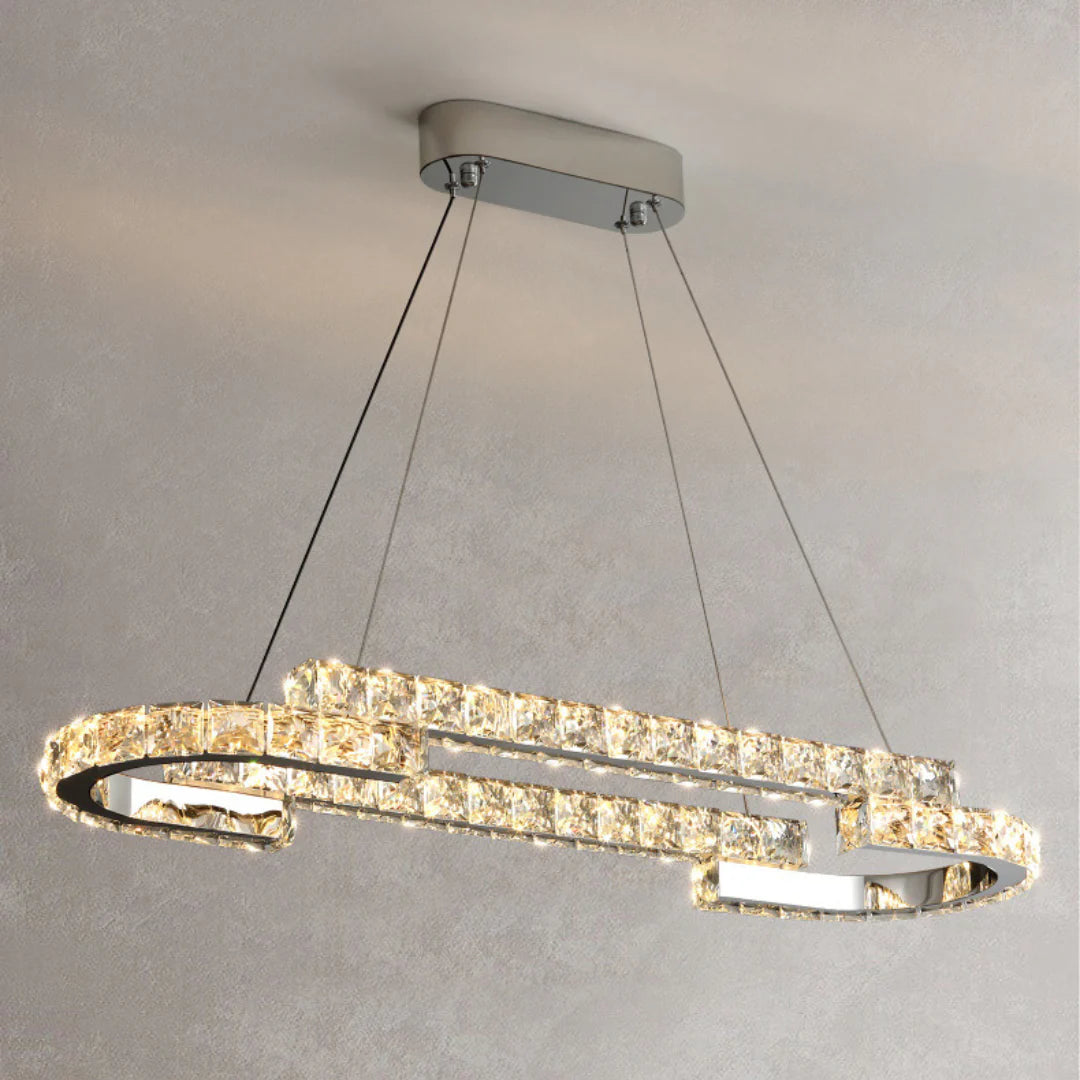 Candelabro de cristal de doble anillo