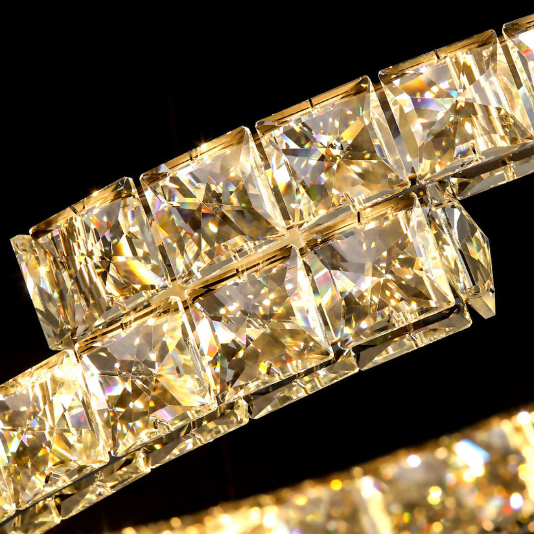 Candelabro de cristal de doble anillo
