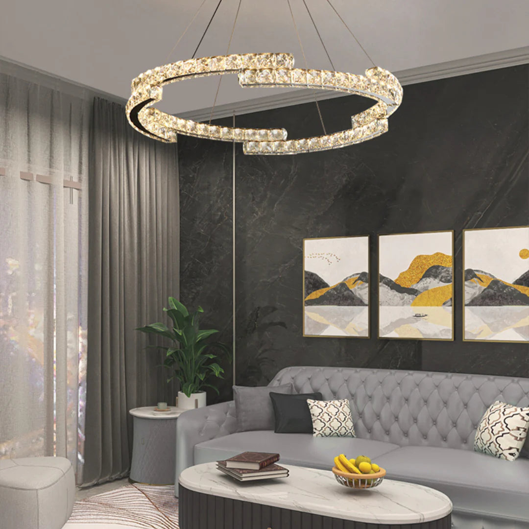 Candelabro de cristal de doble anillo