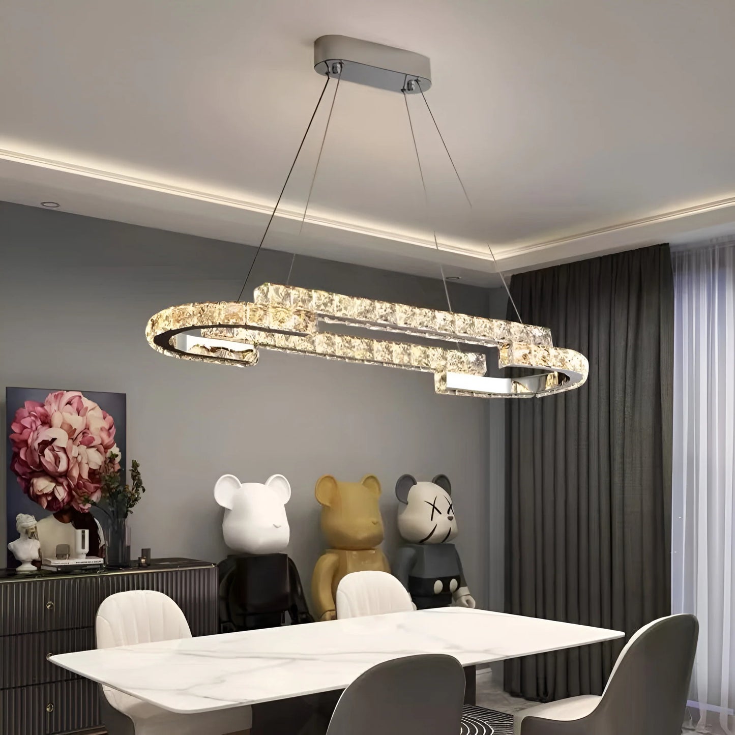 Candelabro de cristal de doble anillo