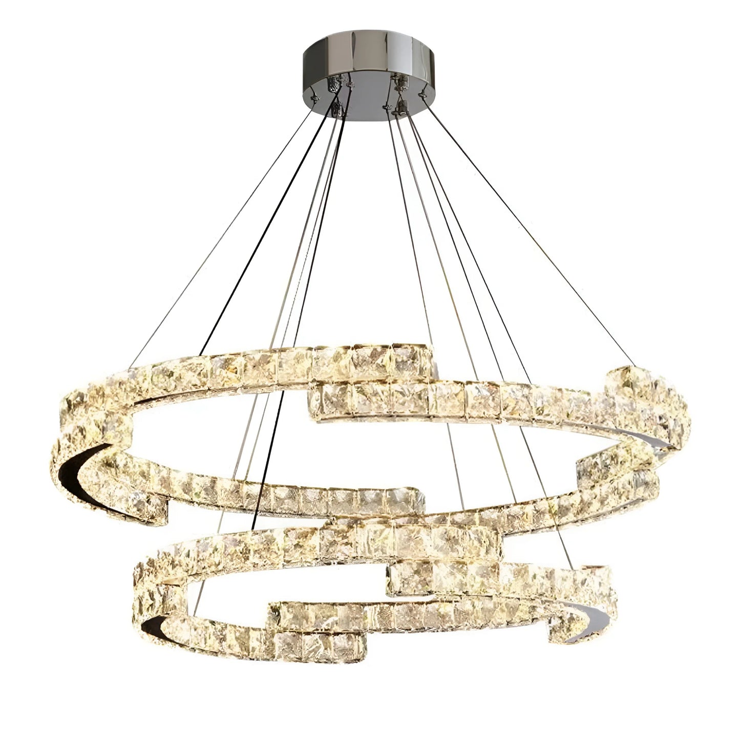 Candelabro de cristal de doble anillo