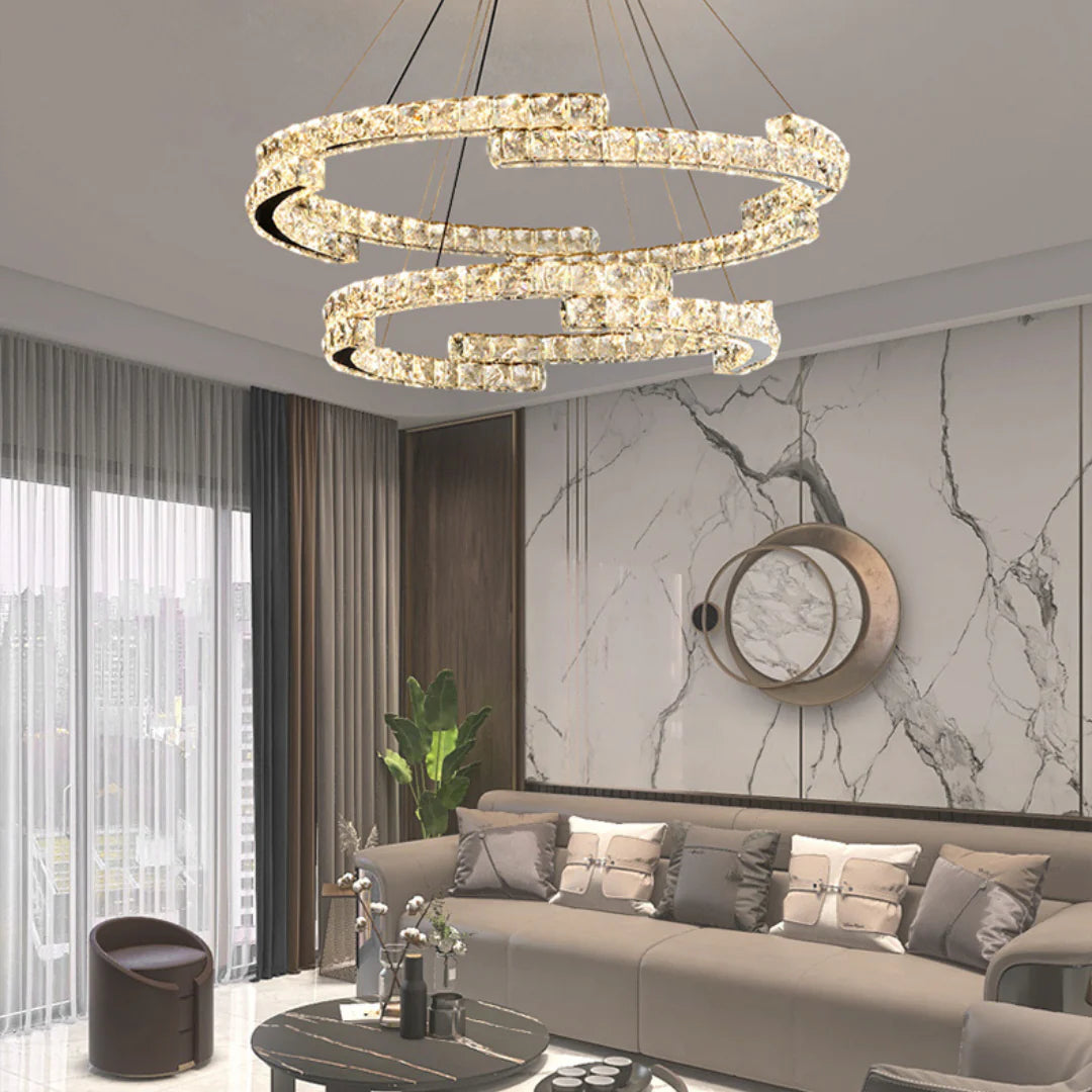 Candelabro de cristal de doble anillo
