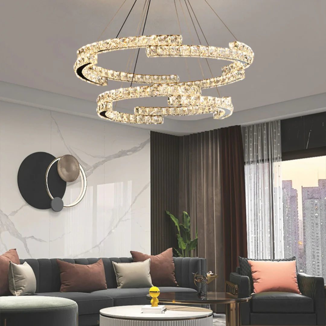 Candelabro de cristal de doble anillo