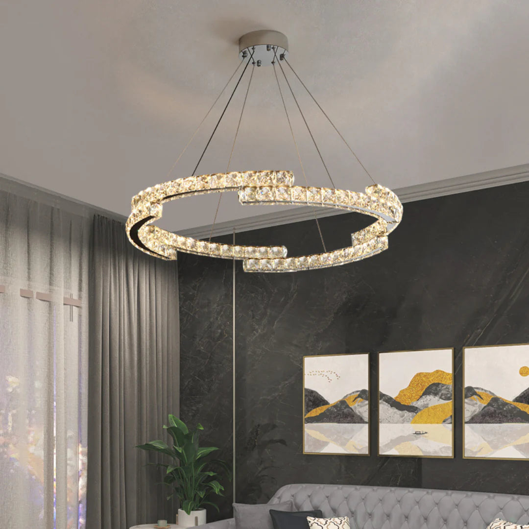 Candelabro de cristal de doble anillo