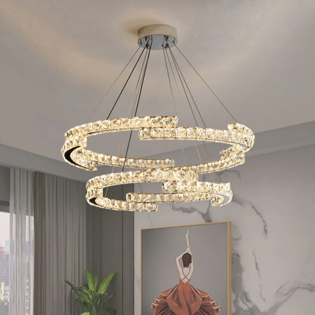 Candelabro de cristal de doble anillo
