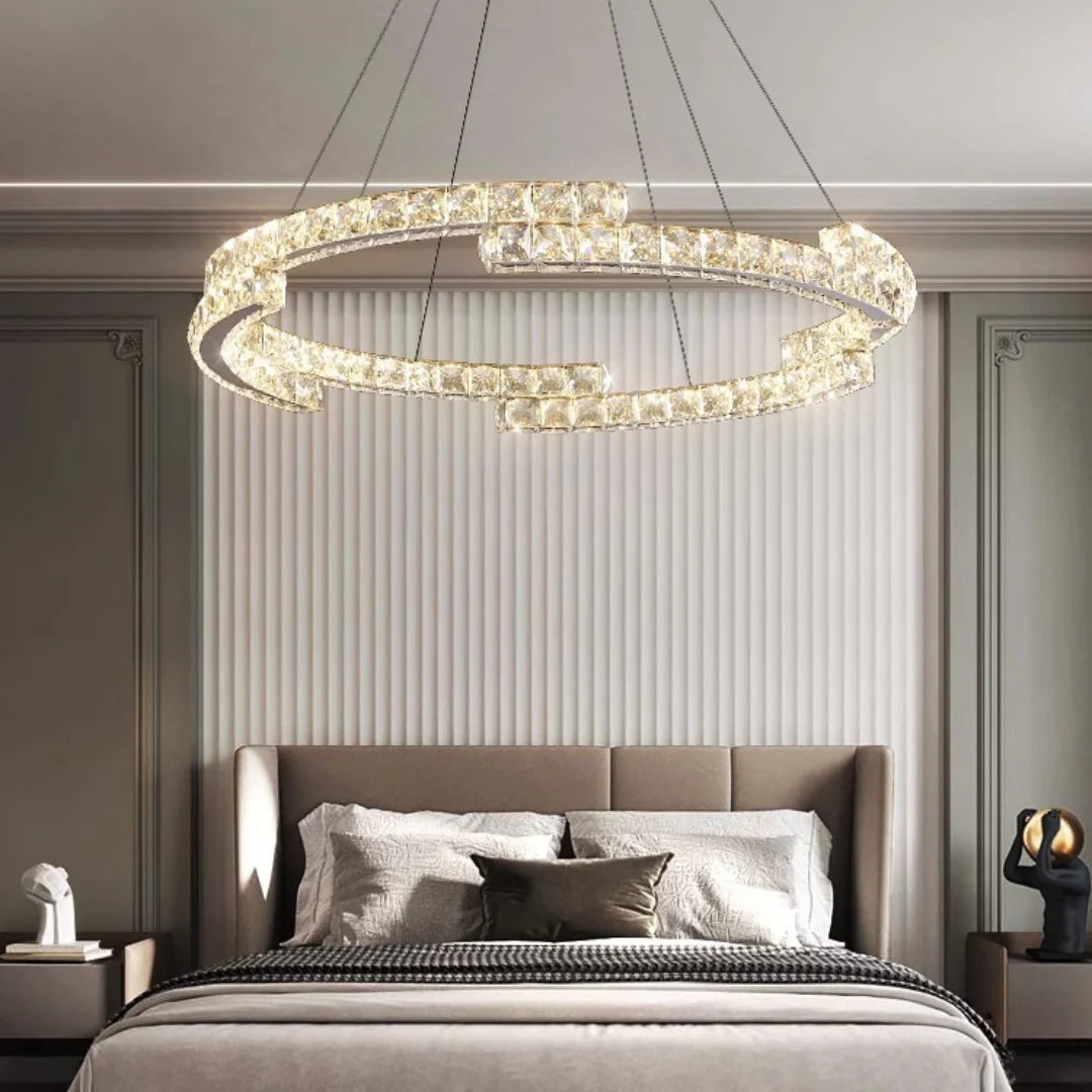 Candelabro de cristal de doble anillo