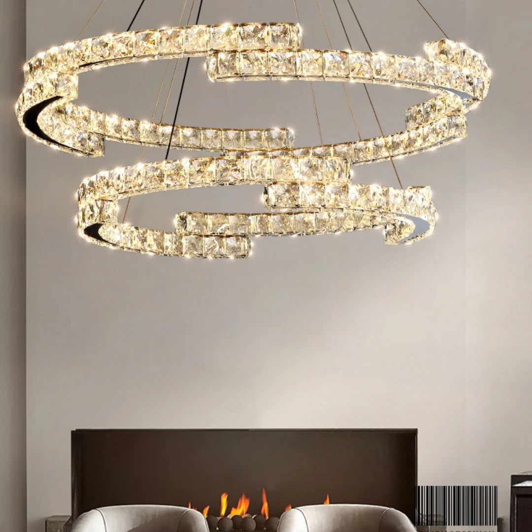 Candelabro de cristal de doble anillo