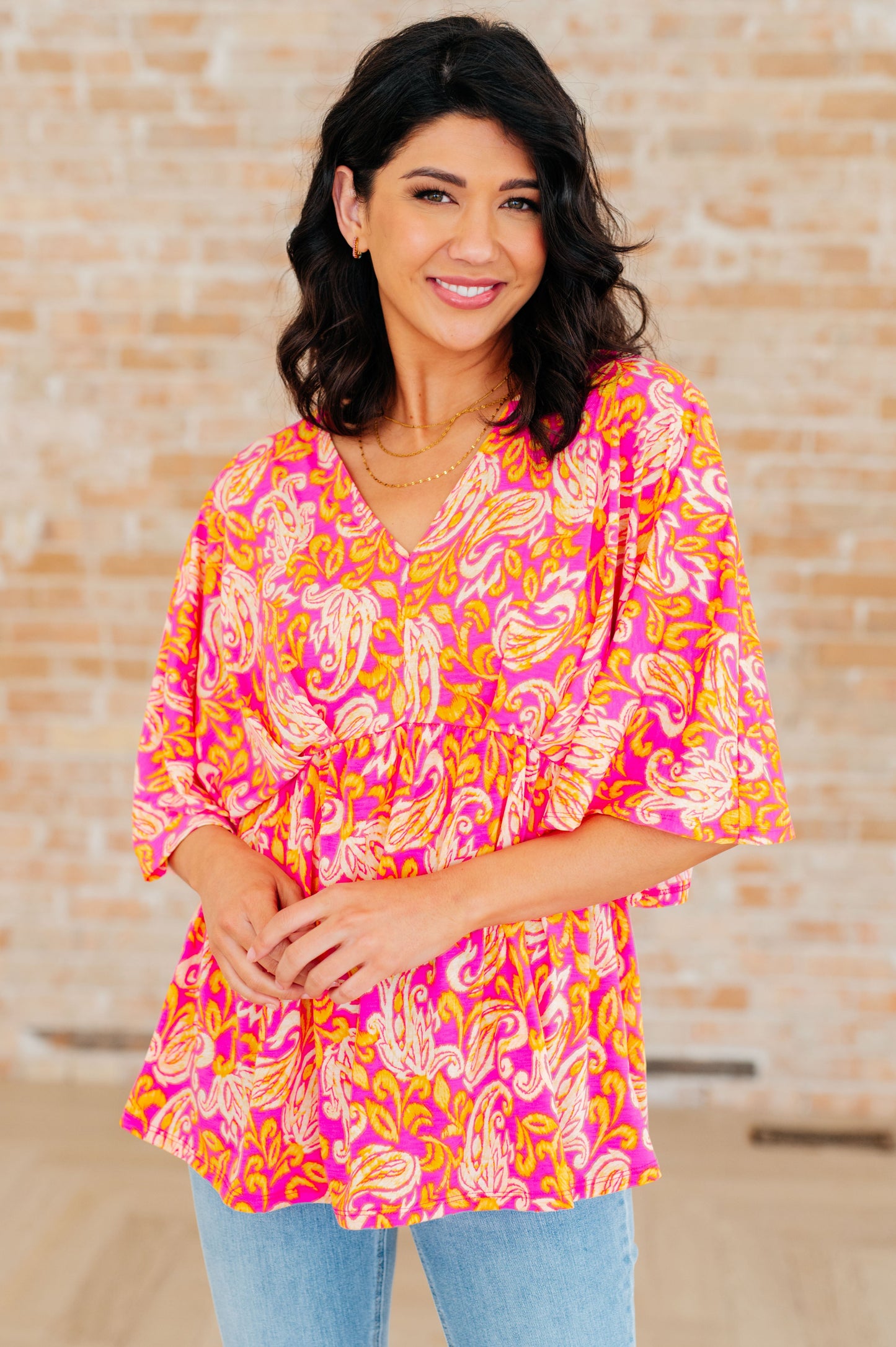 Top peplum "Dreamer" en filigrana rosa