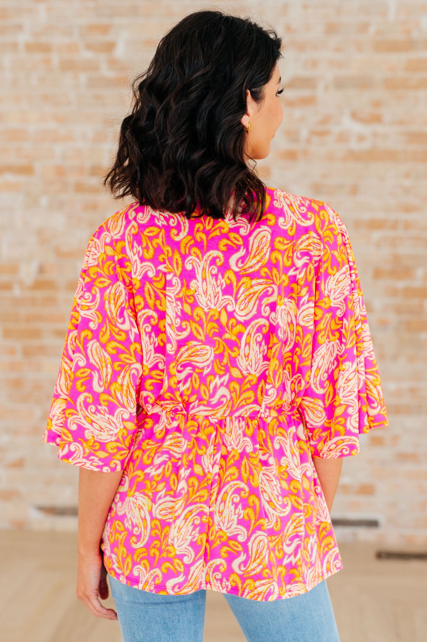 Top peplum "Dreamer" en filigrana rosa