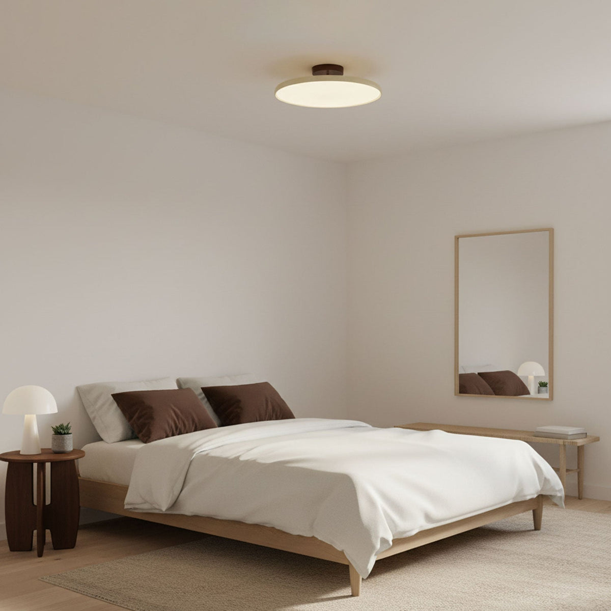 Orbitra | Flush Mount LED Ceiling Light with Swivel Arm, Dimmable Beige or Green Fixture