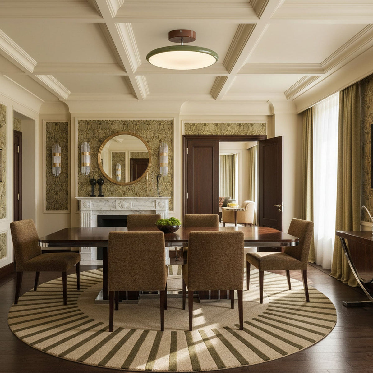 Orbitra | Flush Mount LED Ceiling Light with Swivel Arm, Dimmable Beige or Green Fixture