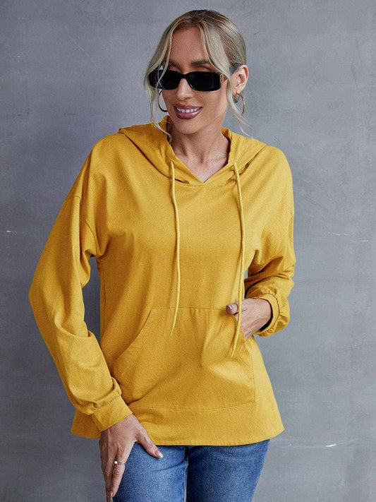Camisetas Trendsi Sudaderas y polerones con capucha - Polerón con capucha de hombros caídos de Trendsi con p