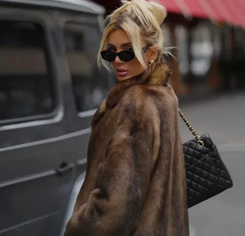 Women's Winter Warm Long Imitation Mink Coat