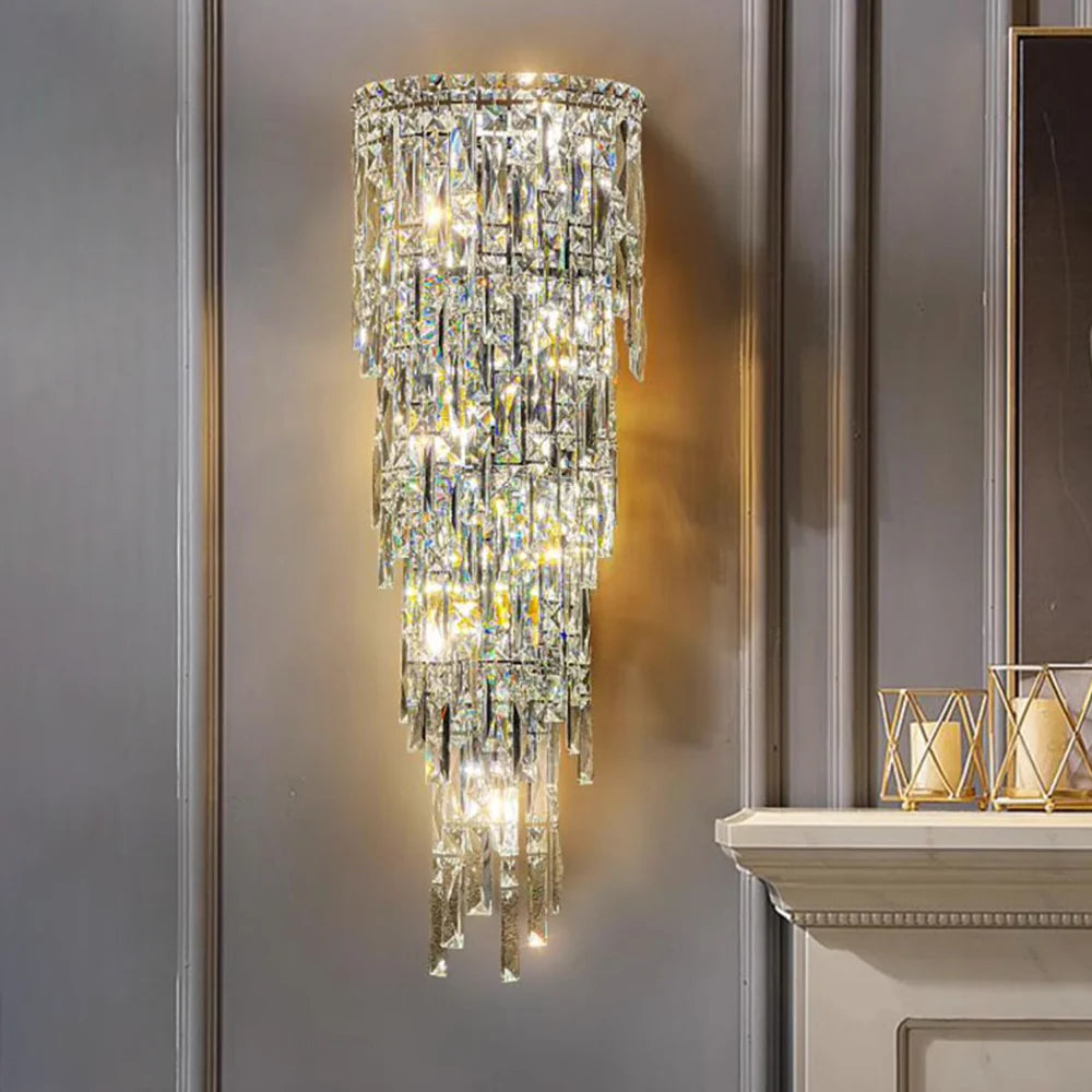 Lámpara de pared Cyra con lluvia de cristal