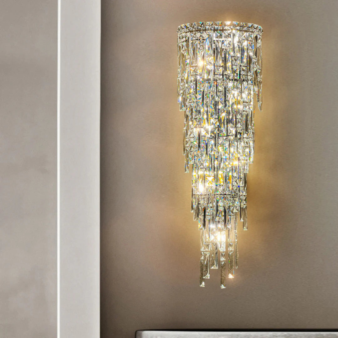 Lámpara de pared Cyra con lluvia de cristal