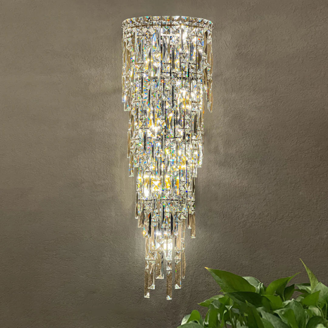 Lámpara de pared Cyra con lluvia de cristal