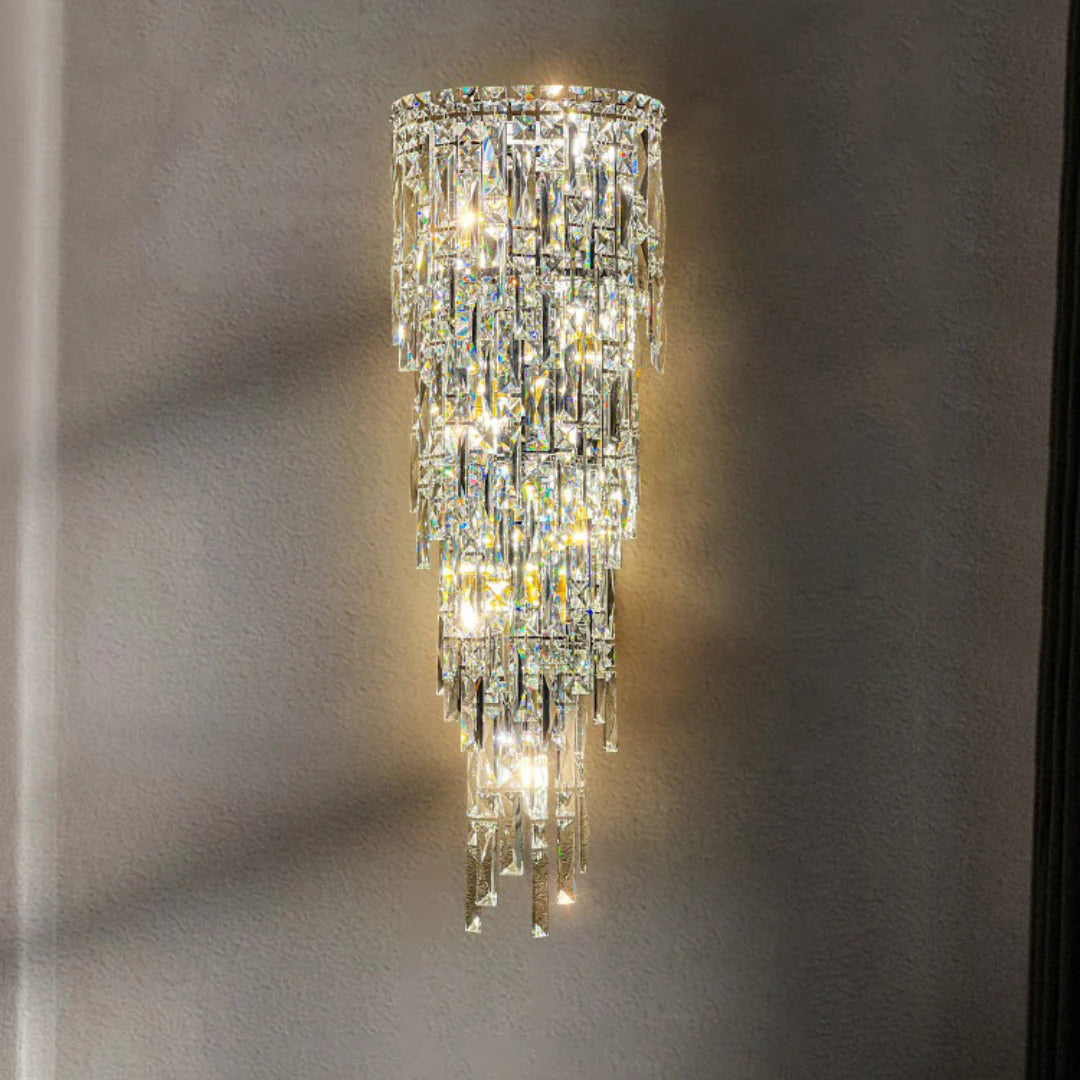 Lámpara de pared Cyra con lluvia de cristal