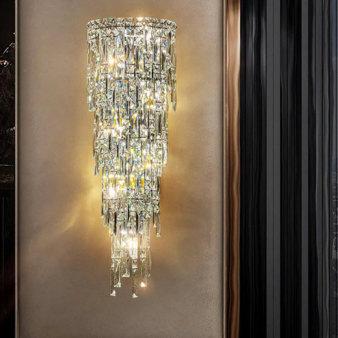 Lámpara de pared Cyra con lluvia de cristal