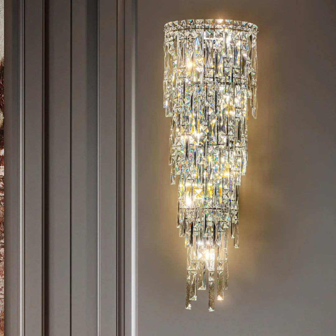 Lámpara de pared Cyra con lluvia de cristal
