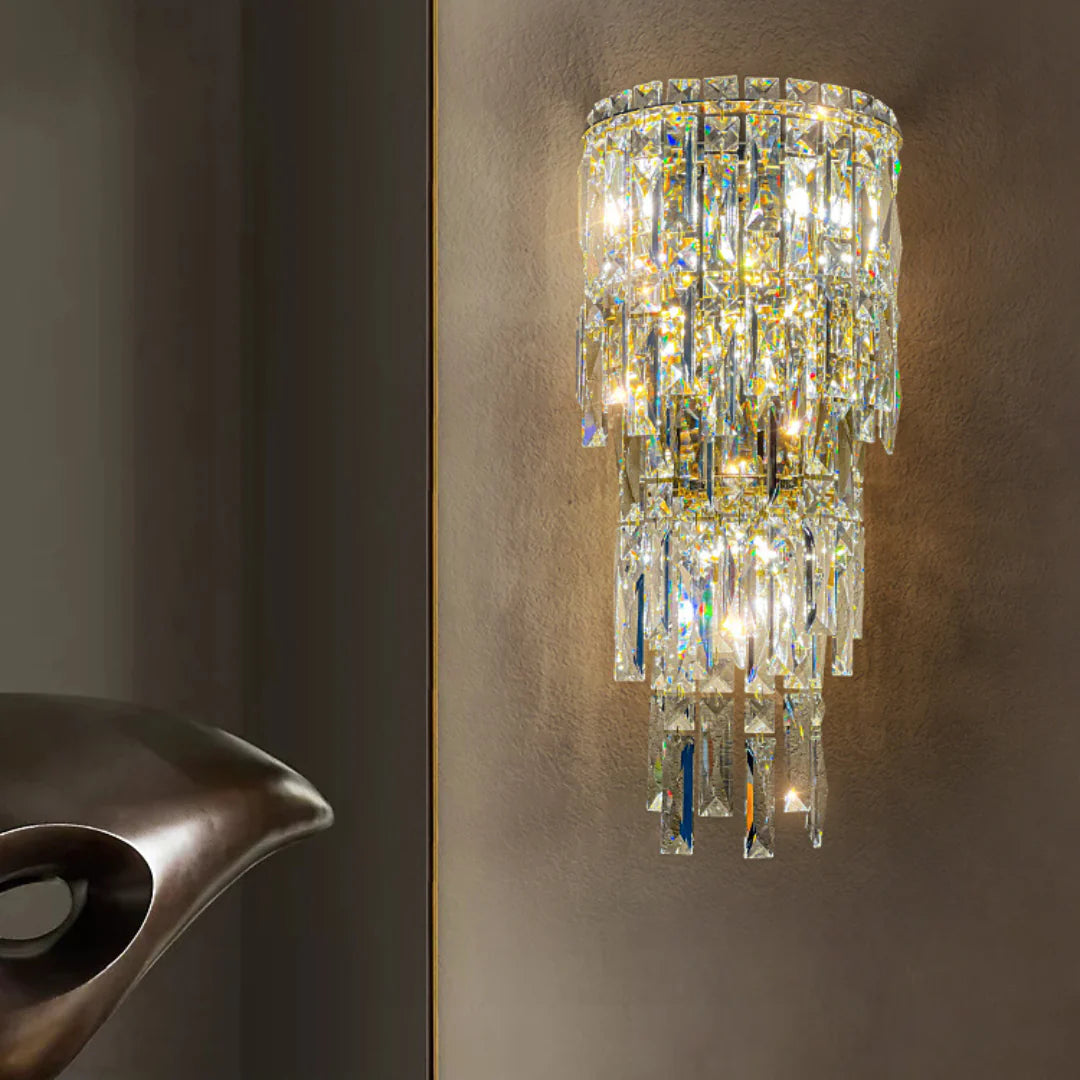 Lámpara de pared Cyra con lluvia de cristal