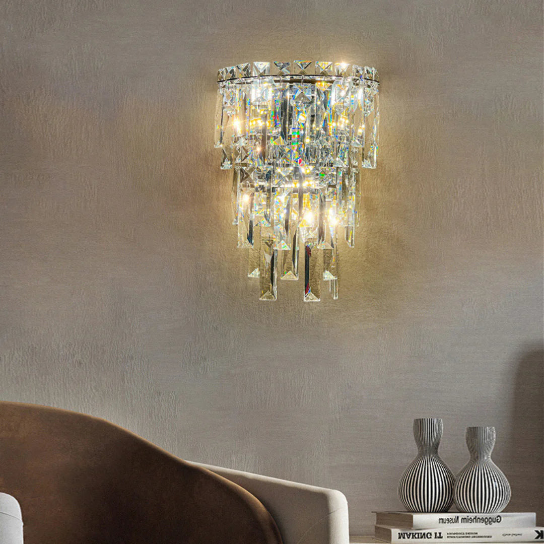 Lámpara de pared Cyra con lluvia de cristal