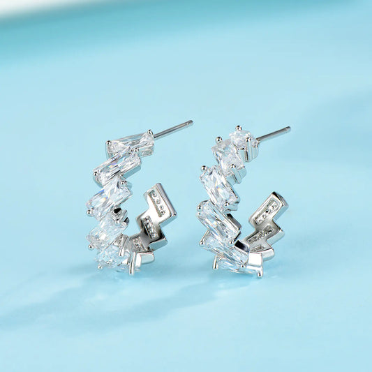 Trendy 925 Silver Minimalist Wave Earrings and Studs