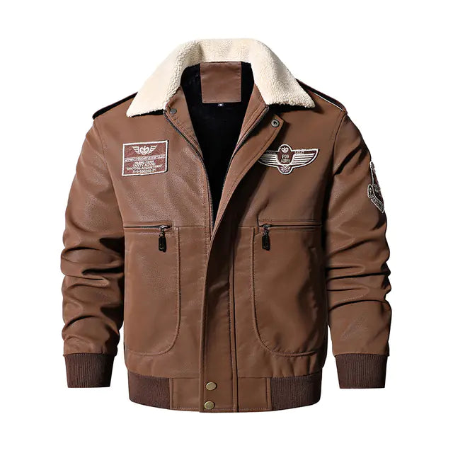 Men's Vintage Brown Bomber Leather Jacket for Winter