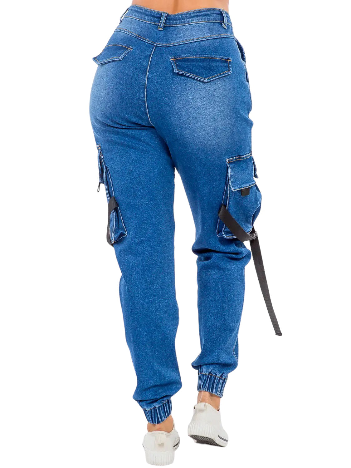 Pantalones cargo joggers de cintura alta con tirantes