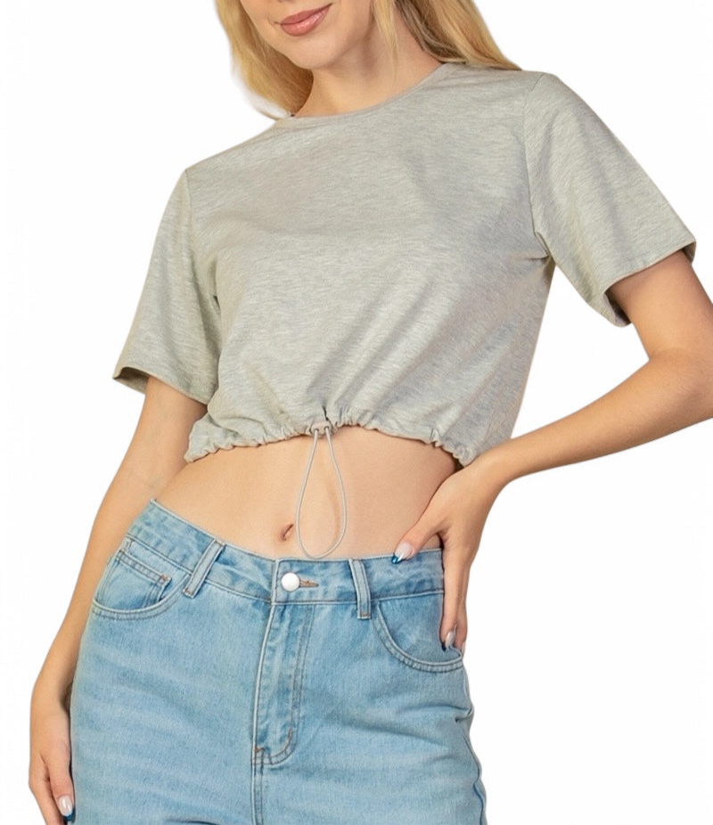 Top corto de felpa francesa con cordón ajustable {BT5292}