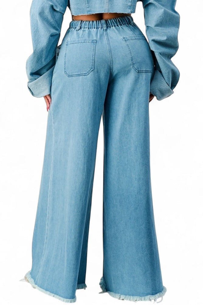Pantalones anchos de mezclilla - Mezclilla
