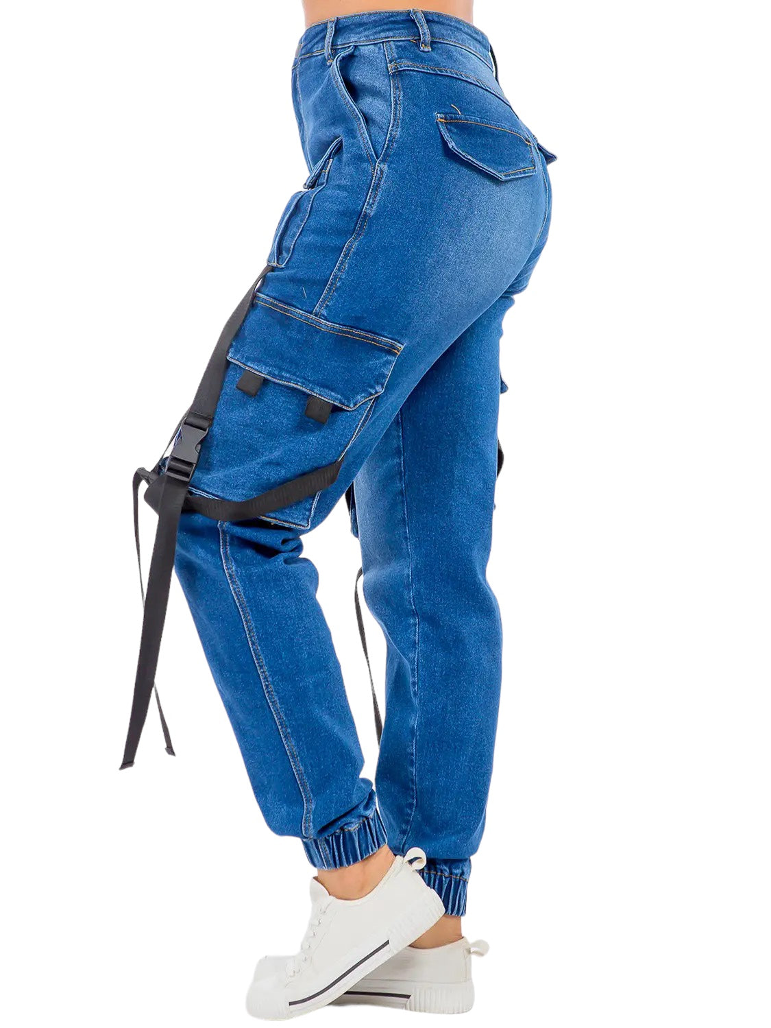 Pantalones cargo joggers de cintura alta con tirantes
