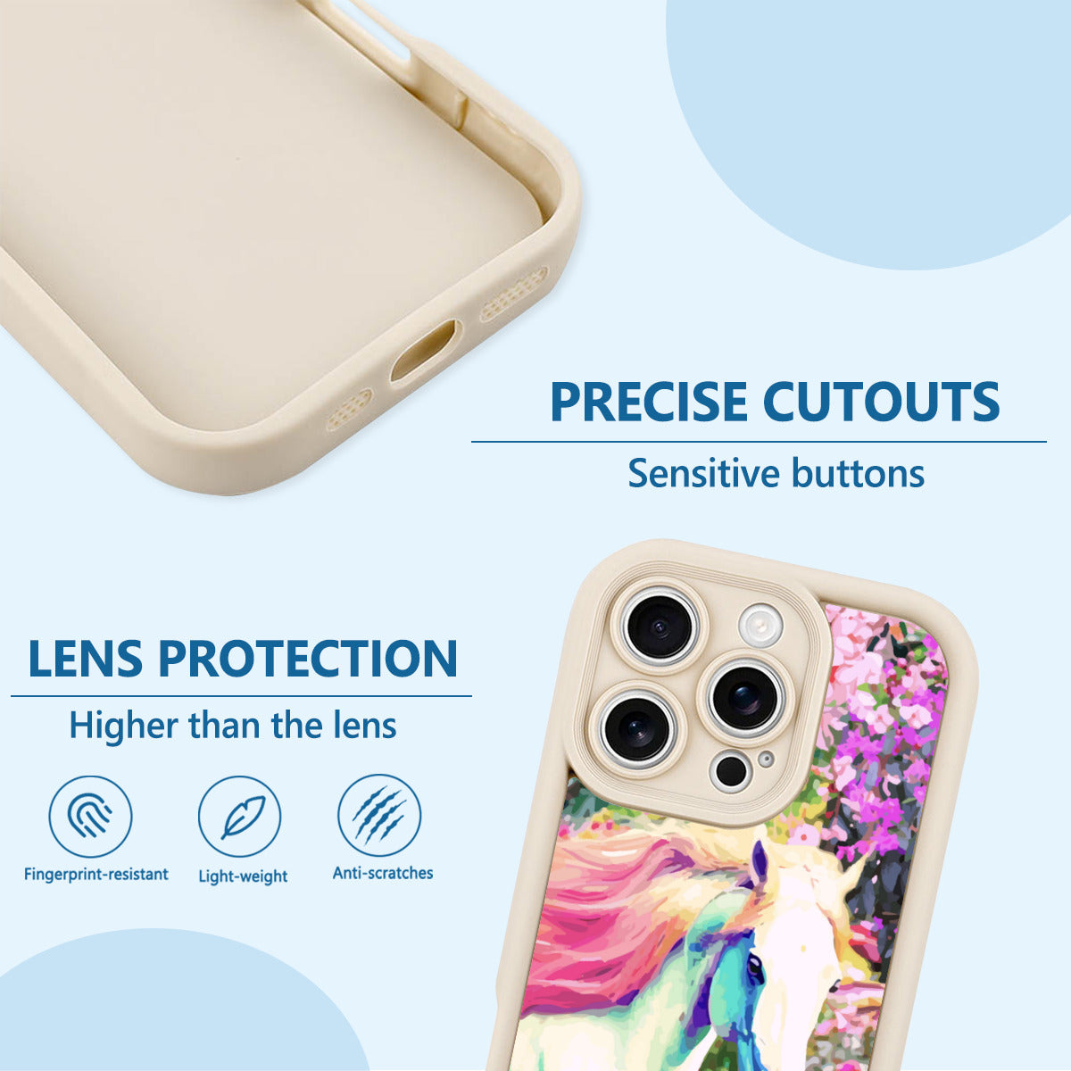 White Horse with Floral Background iPhone 16pro Mobile Phone Case