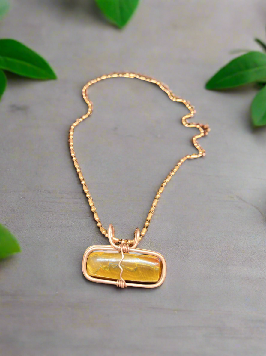 Custom iamevibez Wire Wrapped Tigers Eye Necklace