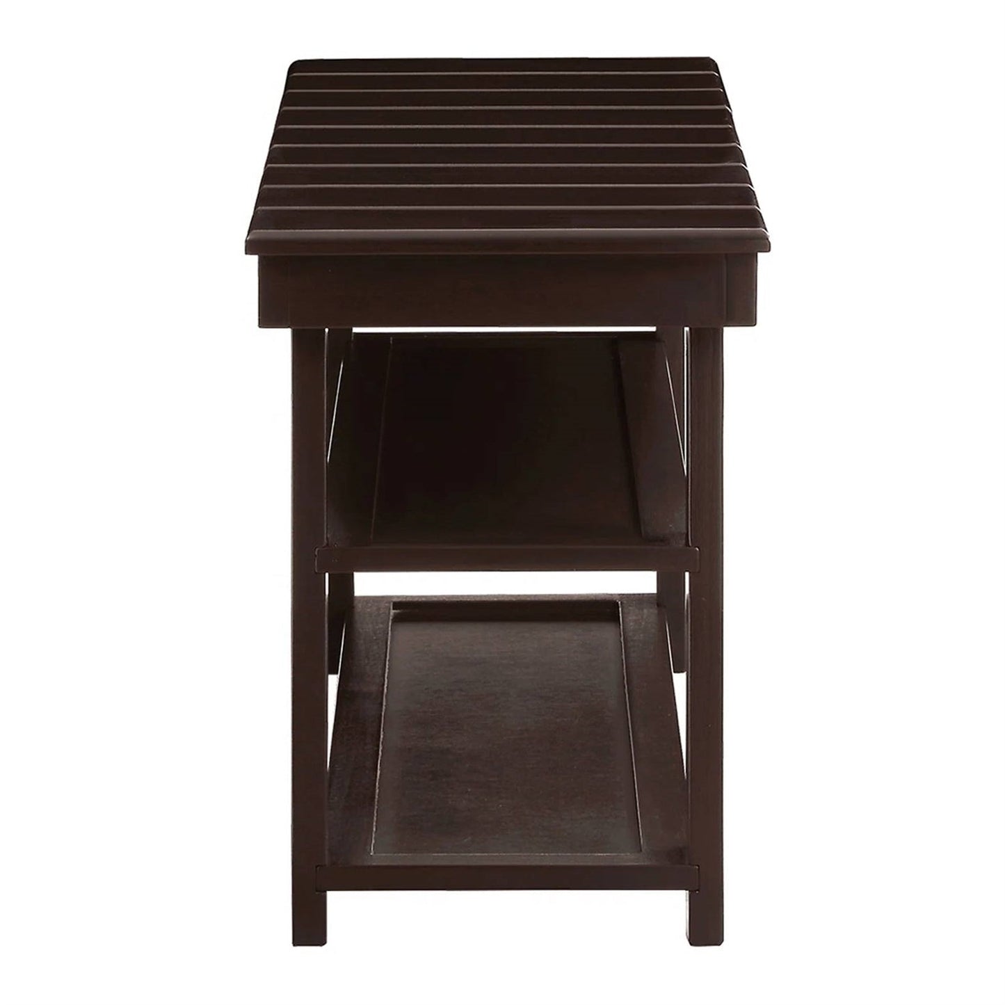 Banco de almacenamiento para zapatos de madera marrón espresso con 2 estantes para entrada o armario
