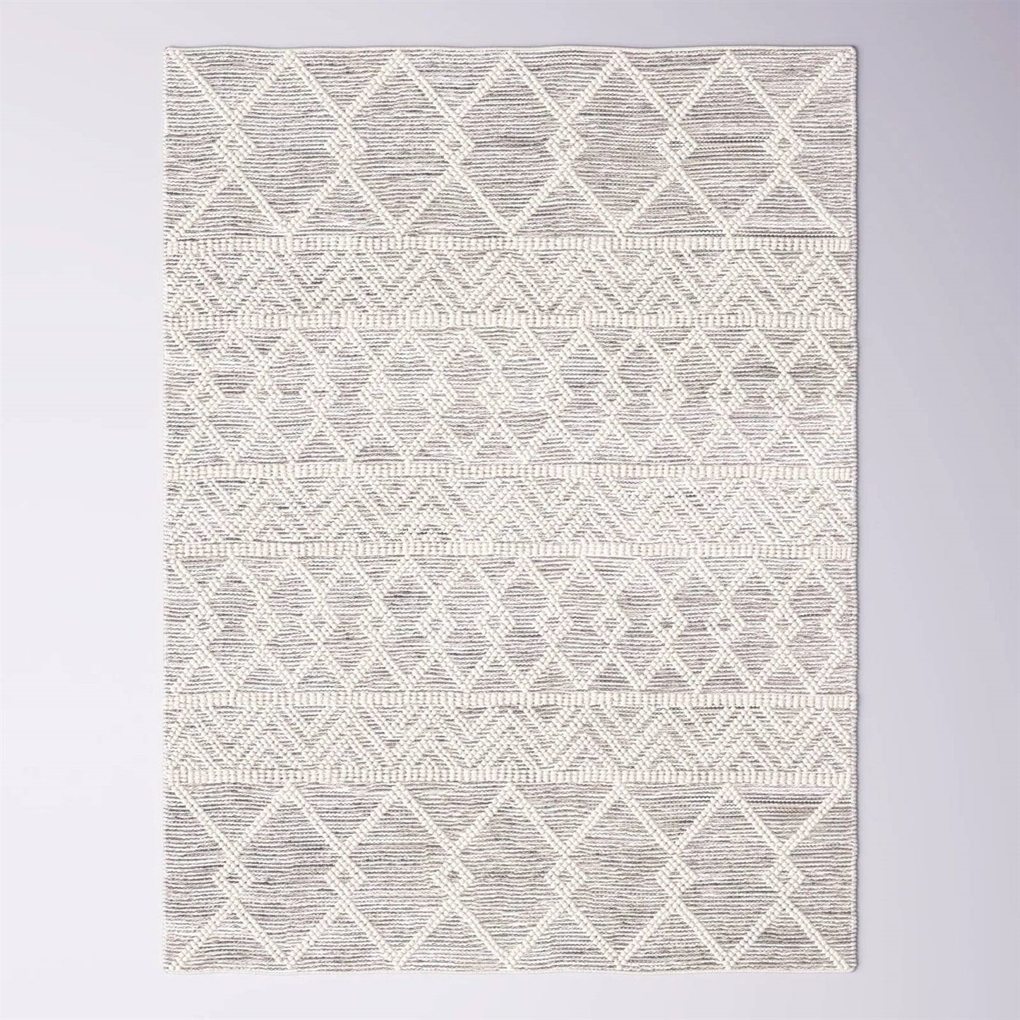 Alfombra de área de estilo persa de mezcla de lana tejida a mano de 2,4 m x 3 m, gris, beige y marfil